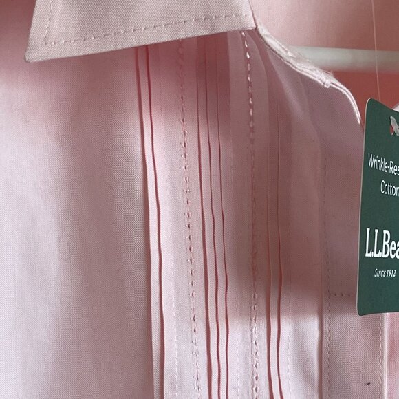 L.L.Bean Womens Pink Wrinkle-Resistant Cotton Shirt Large Long Sleeve Button New - Picture 3 of 9